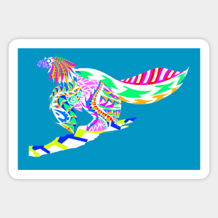 blue winged velociraptor the bird dinosaur ecopop Sticker